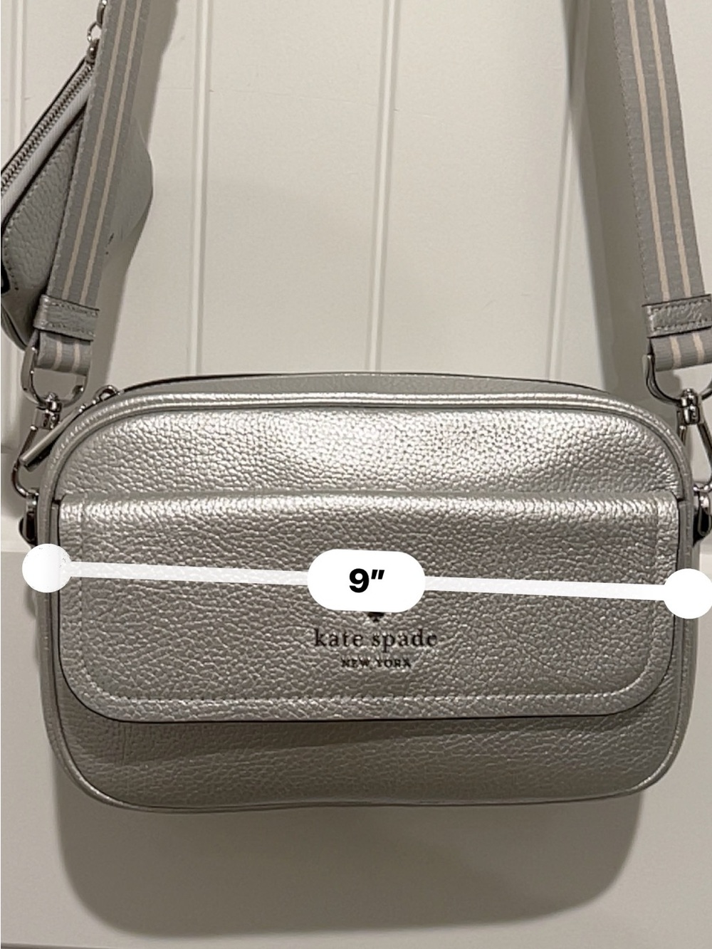 kate spade ♠️ Silver Pebbled Crossbody Camera Purse-strap w/ wallet & coin purse - Picture 15 of 16